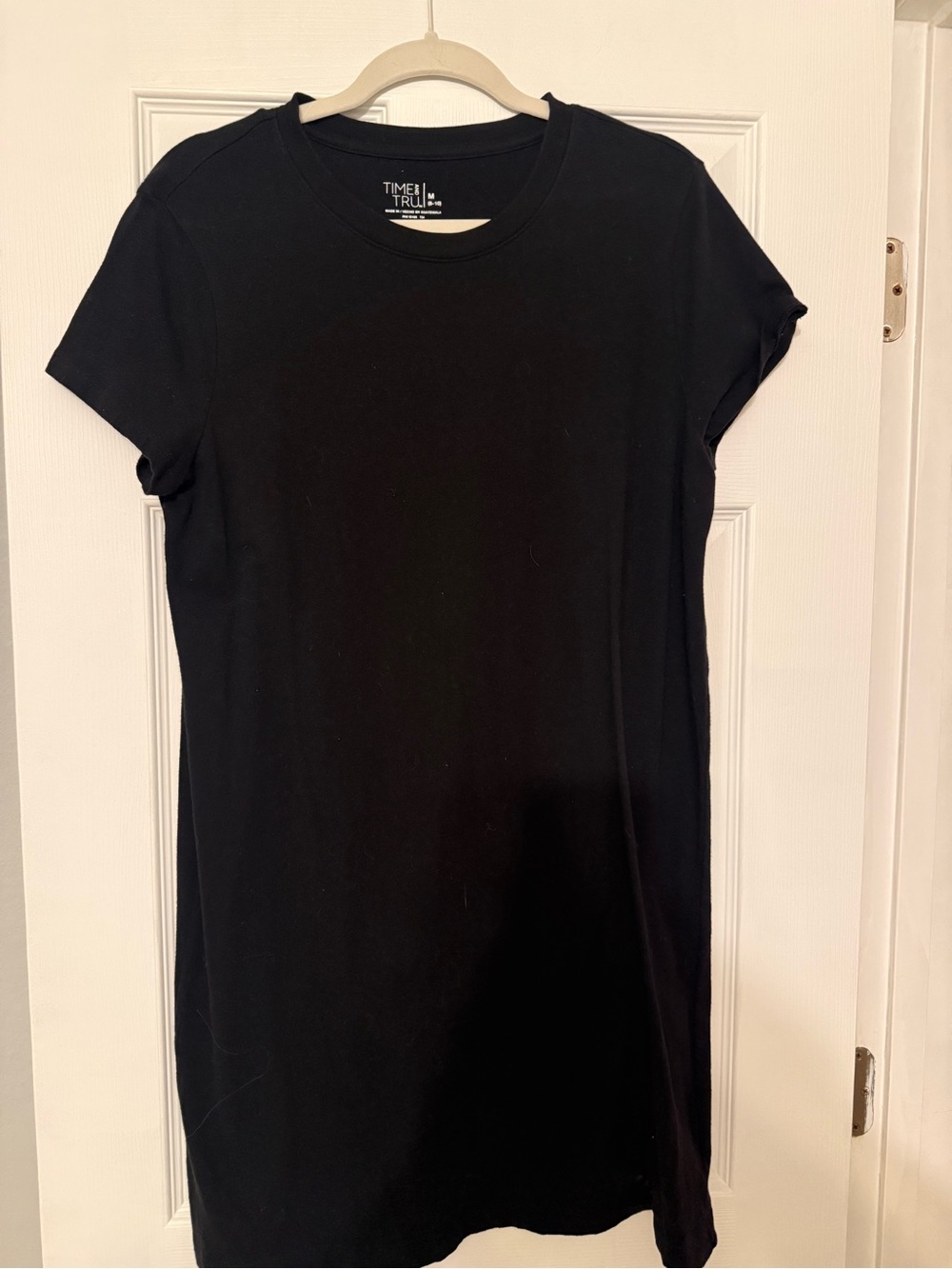 Time and Tru Black Short Sleeve Crewneck T-Shirt Dress